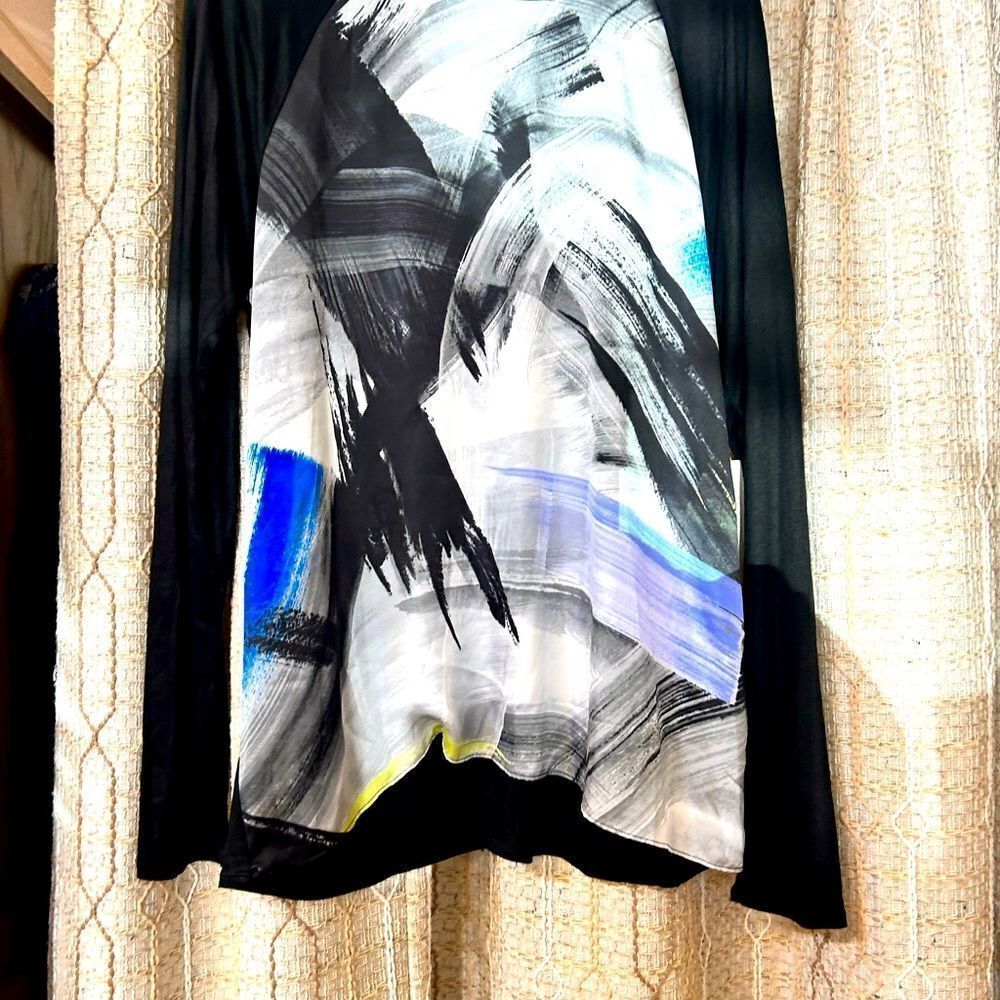 🛍️ 🎈Calvin Klein ladies xl black blue gray long sleeve top new